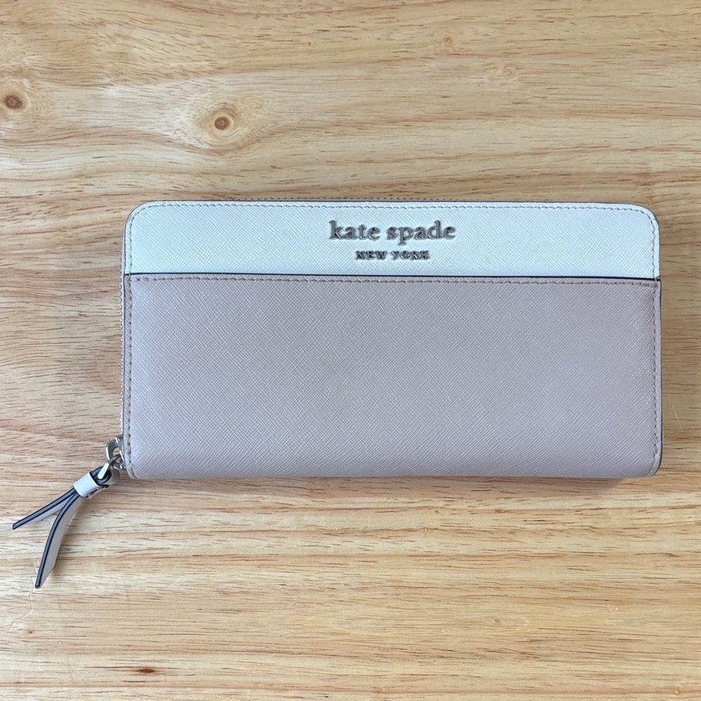 Kate Spade Cream and Tan Zip Wallet